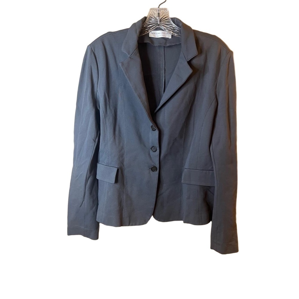 Fabiana Filippi Grey 3Button Notched Lapel Flap Unstructured Blazer Jacket US L
